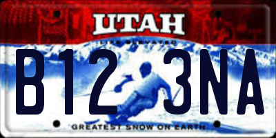 UT license plate B123NA