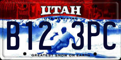 UT license plate B123PC
