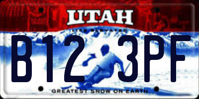 UT license plate B123PF