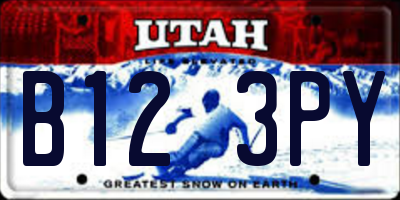 UT license plate B123PY