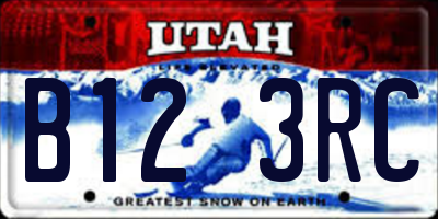 UT license plate B123RC