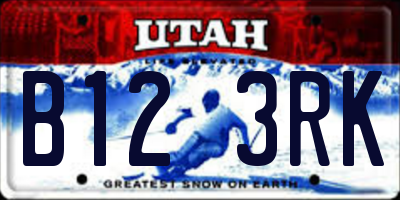 UT license plate B123RK