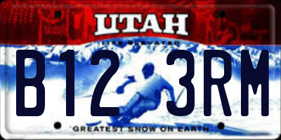 UT license plate B123RM