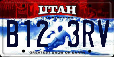 UT license plate B123RV