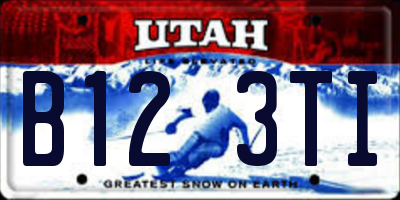 UT license plate B123TI