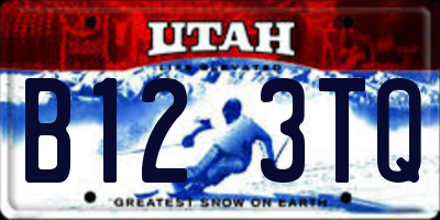 UT license plate B123TQ