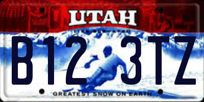 UT license plate B123TZ