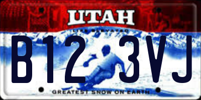 UT license plate B123VJ