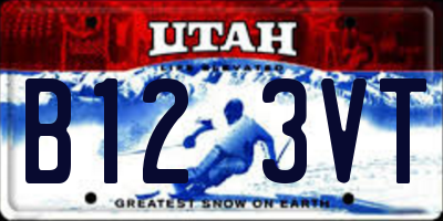 UT license plate B123VT