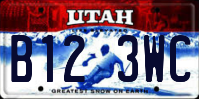 UT license plate B123WC