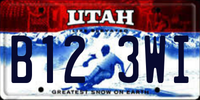 UT license plate B123WI