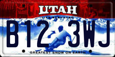 UT license plate B123WJ