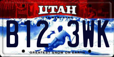 UT license plate B123WK