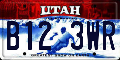UT license plate B123WR