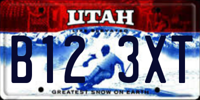 UT license plate B123XT