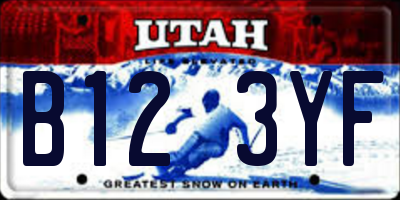 UT license plate B123YF