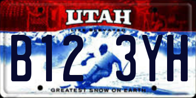 UT license plate B123YH