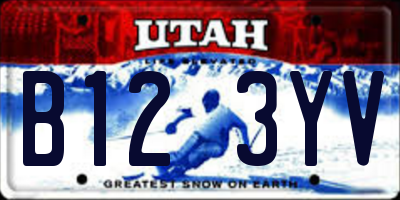 UT license plate B123YV