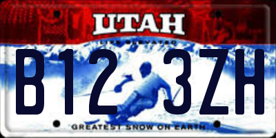 UT license plate B123ZH