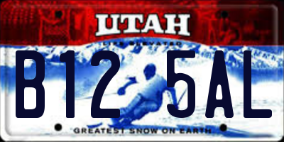 UT license plate B125AL