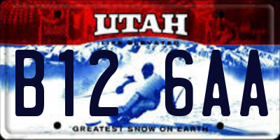UT license plate B126AA