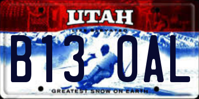 UT license plate B130AL