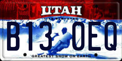 UT license plate B130EQ