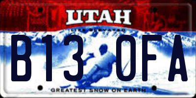 UT license plate B130FA