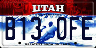 UT license plate B130FE