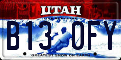 UT license plate B130FY