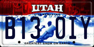 UT license plate B130IY