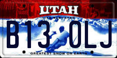 UT license plate B130LJ