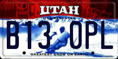 UT license plate B130PL