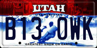 UT license plate B130WK