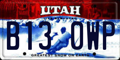 UT license plate B130WP