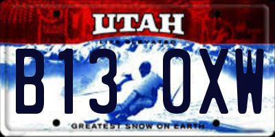 UT license plate B130XW