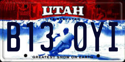 UT license plate B130YI