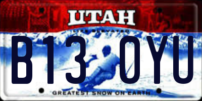 UT license plate B130YU