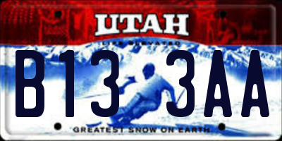 UT license plate B133AA