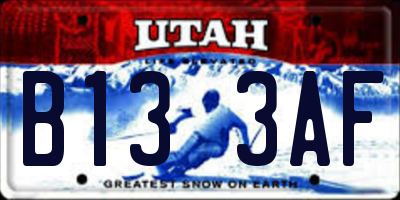 UT license plate B133AF