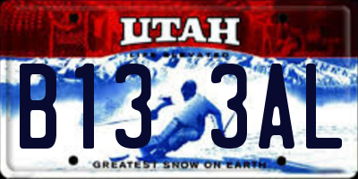 UT license plate B133AL