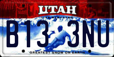 UT license plate B133NU