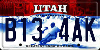 UT license plate B134AK