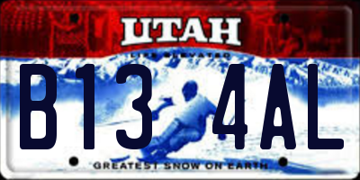 UT license plate B134AL