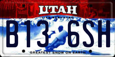 UT license plate B136SH