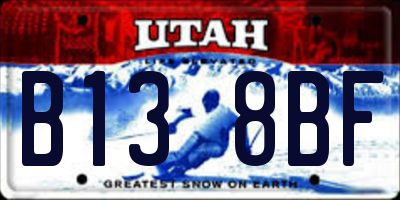 UT license plate B138BF