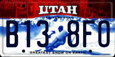 UT license plate B138FO