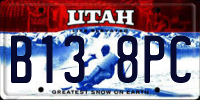 UT license plate B138PC