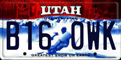 UT license plate B160WK