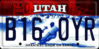 UT license plate B160YR